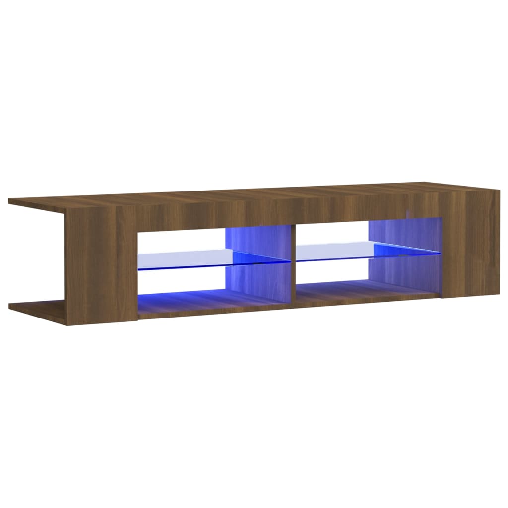 vidaXL Szafka TV z oświetleniem LED, brązowy dąb, 135x39x30 cm