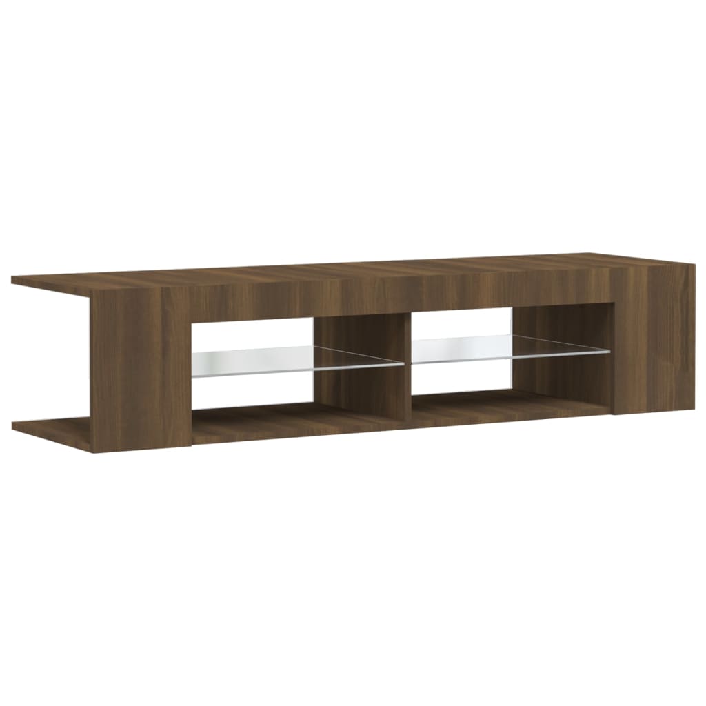 vidaXL Szafka TV z oświetleniem LED, brązowy dąb, 135x39x30 cm