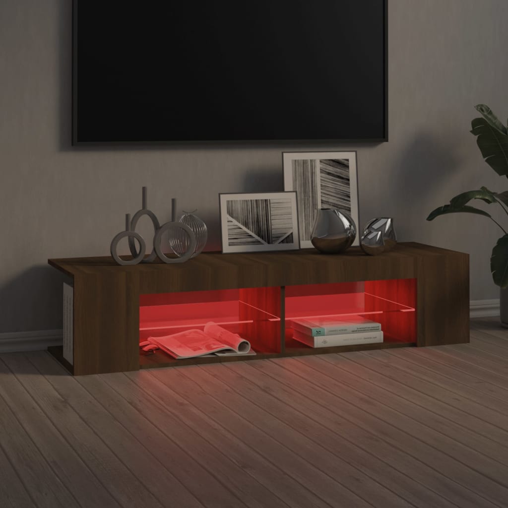 vidaXL Szafka TV z oświetleniem LED, brązowy dąb, 135x39x30 cm