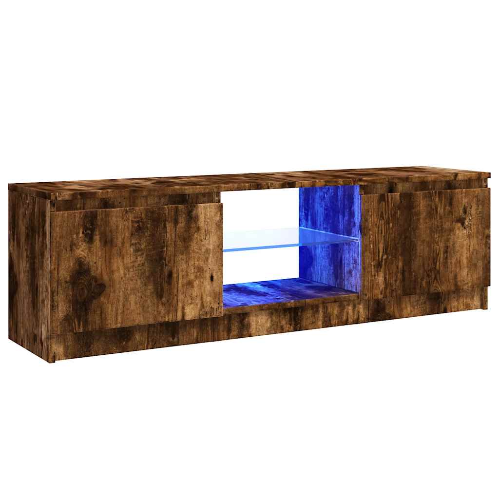 vidaXL Szafka pod TV z LED, przydymiony dąb, 120x30x36 cm