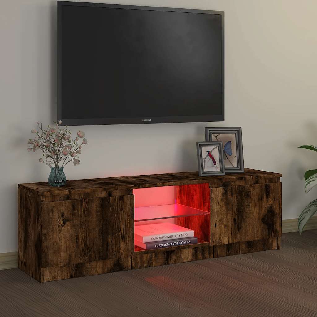 vidaXL Szafka pod TV z LED, przydymiony dąb, 120x30x36 cm