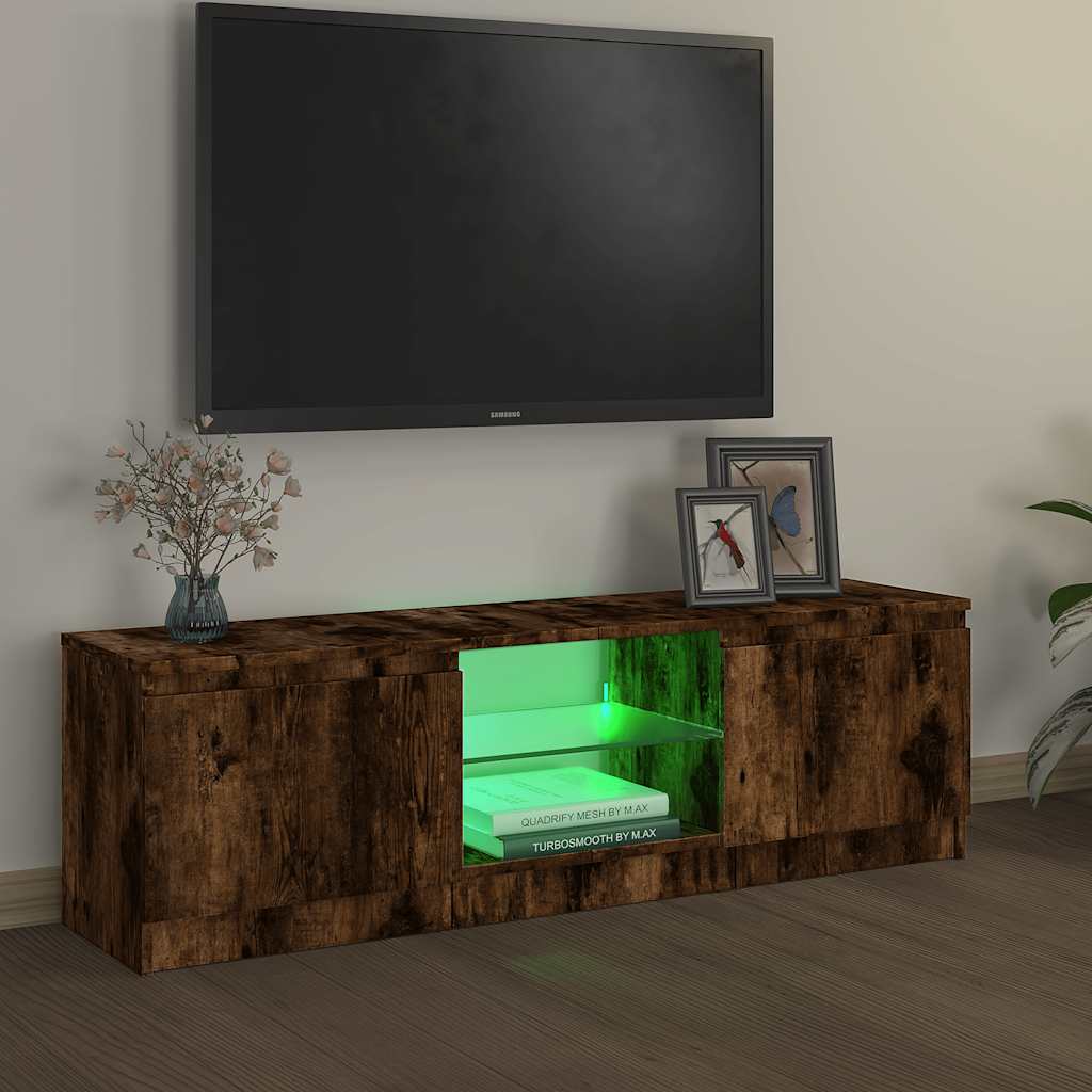 vidaXL Szafka pod TV z LED, przydymiony dąb, 120x30x36 cm