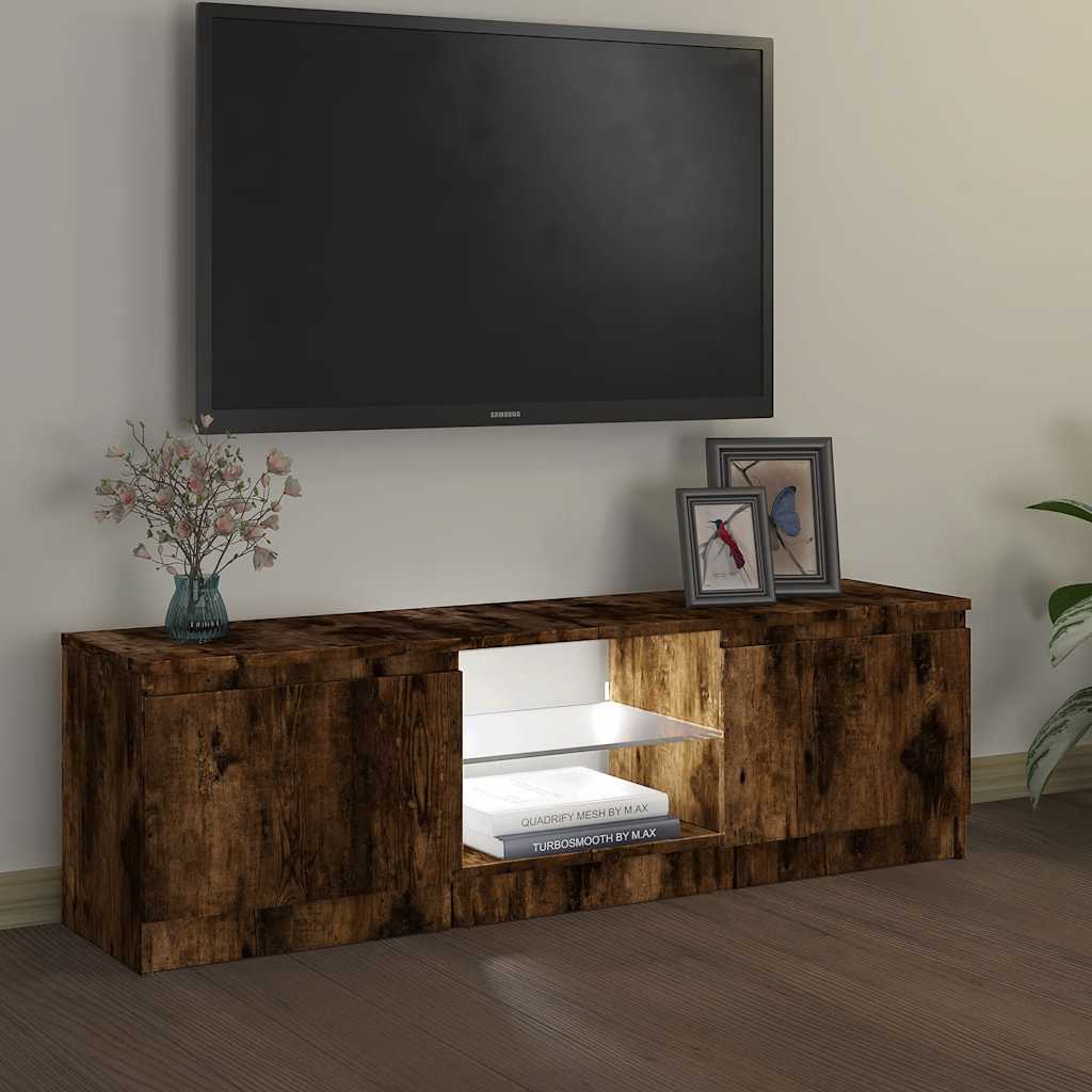 vidaXL Szafka pod TV z LED, przydymiony dąb, 120x30x36 cm