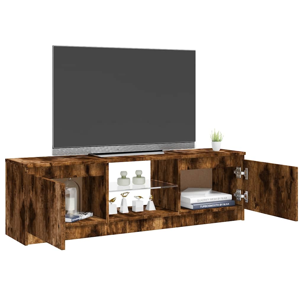 vidaXL Szafka pod TV z LED, przydymiony dąb, 120x30x36 cm