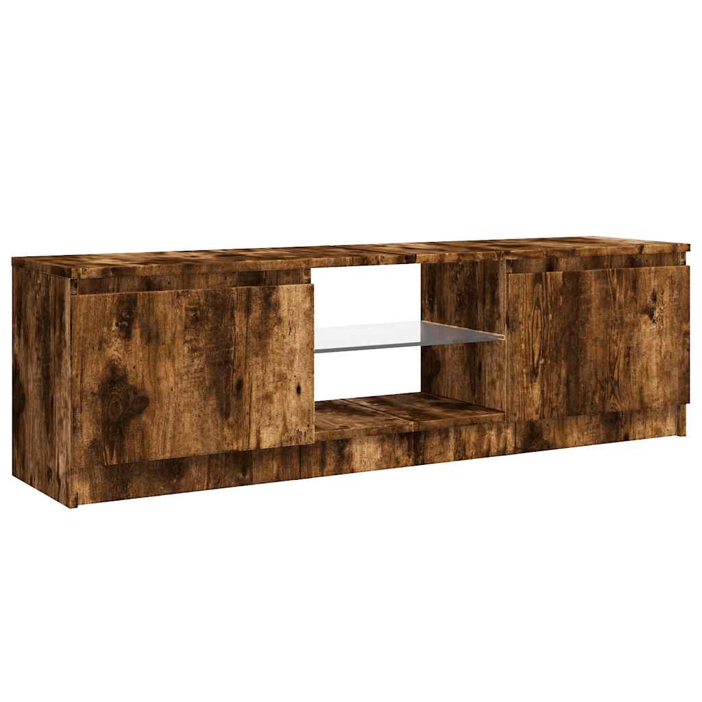 vidaXL Szafka pod TV z LED, przydymiony dąb, 120x30x36 cm