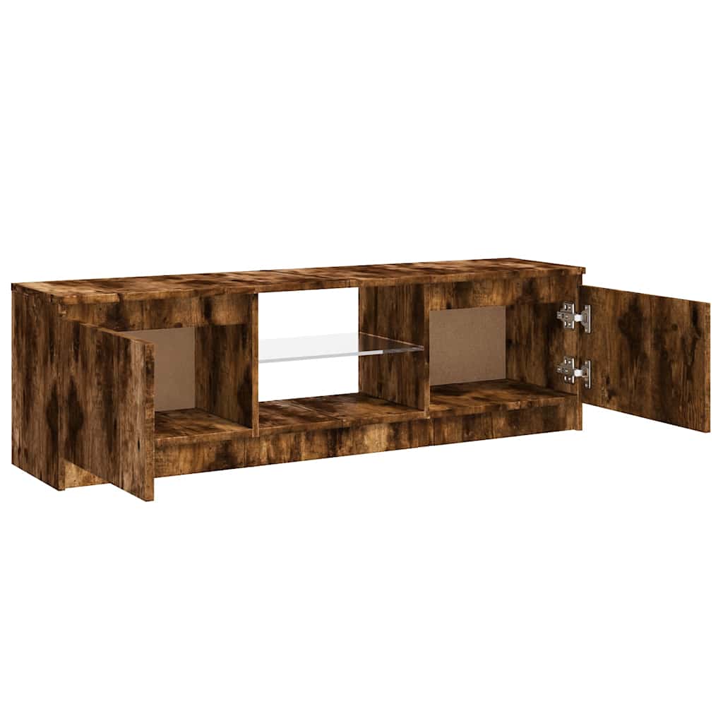 vidaXL Szafka pod TV z LED, przydymiony dąb, 120x30x36 cm