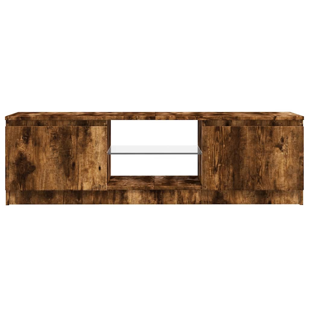vidaXL Szafka pod TV z LED, przydymiony dąb, 120x30x36 cm