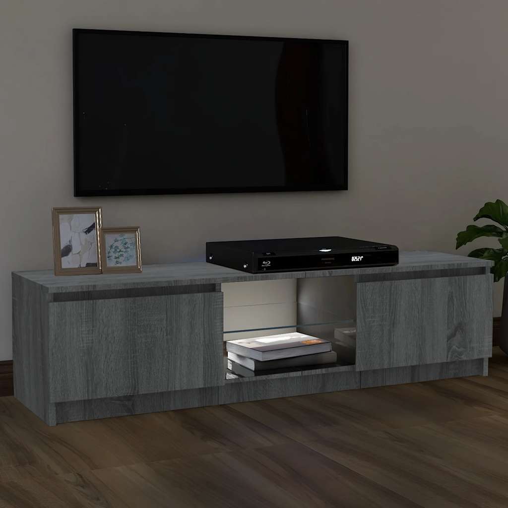 vidaXL Szafka pod TV z LED, szary dąb sonoma, 120x30x36 cm