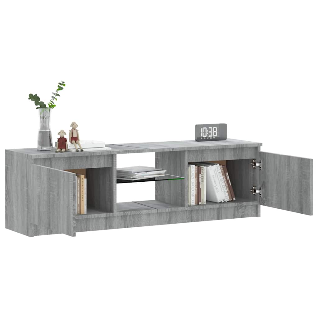 vidaXL Szafka pod TV z LED, szary dąb sonoma, 120x30x36 cm