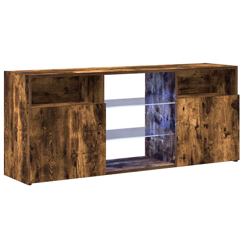 vidaXL Szafka TV z oświetleniem LED, przydymiony dąb, 120x30x50 cm