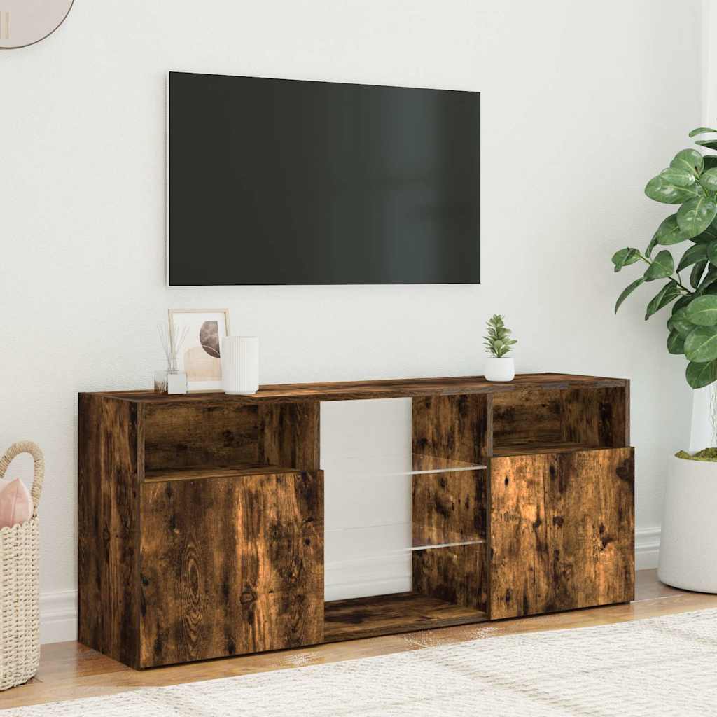 vidaXL Szafka TV z oświetleniem LED, przydymiony dąb, 120x30x50 cm