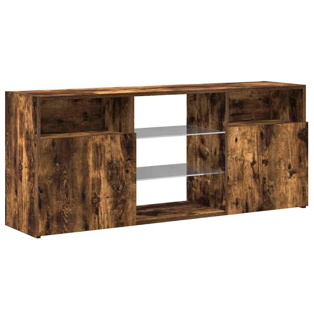 vidaXL Szafka TV z oświetleniem LED, przydymiony dąb, 120x30x50 cm