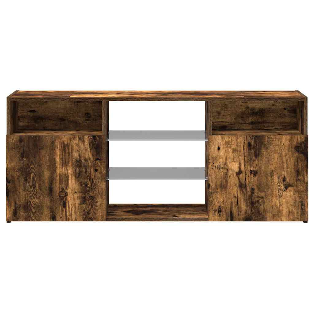 vidaXL Szafka TV z oświetleniem LED, przydymiony dąb, 120x30x50 cm