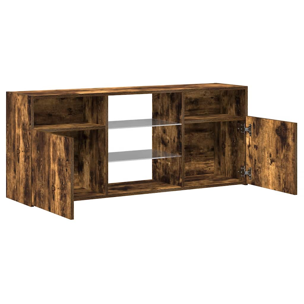 vidaXL Szafka TV z oświetleniem LED, przydymiony dąb, 120x30x50 cm