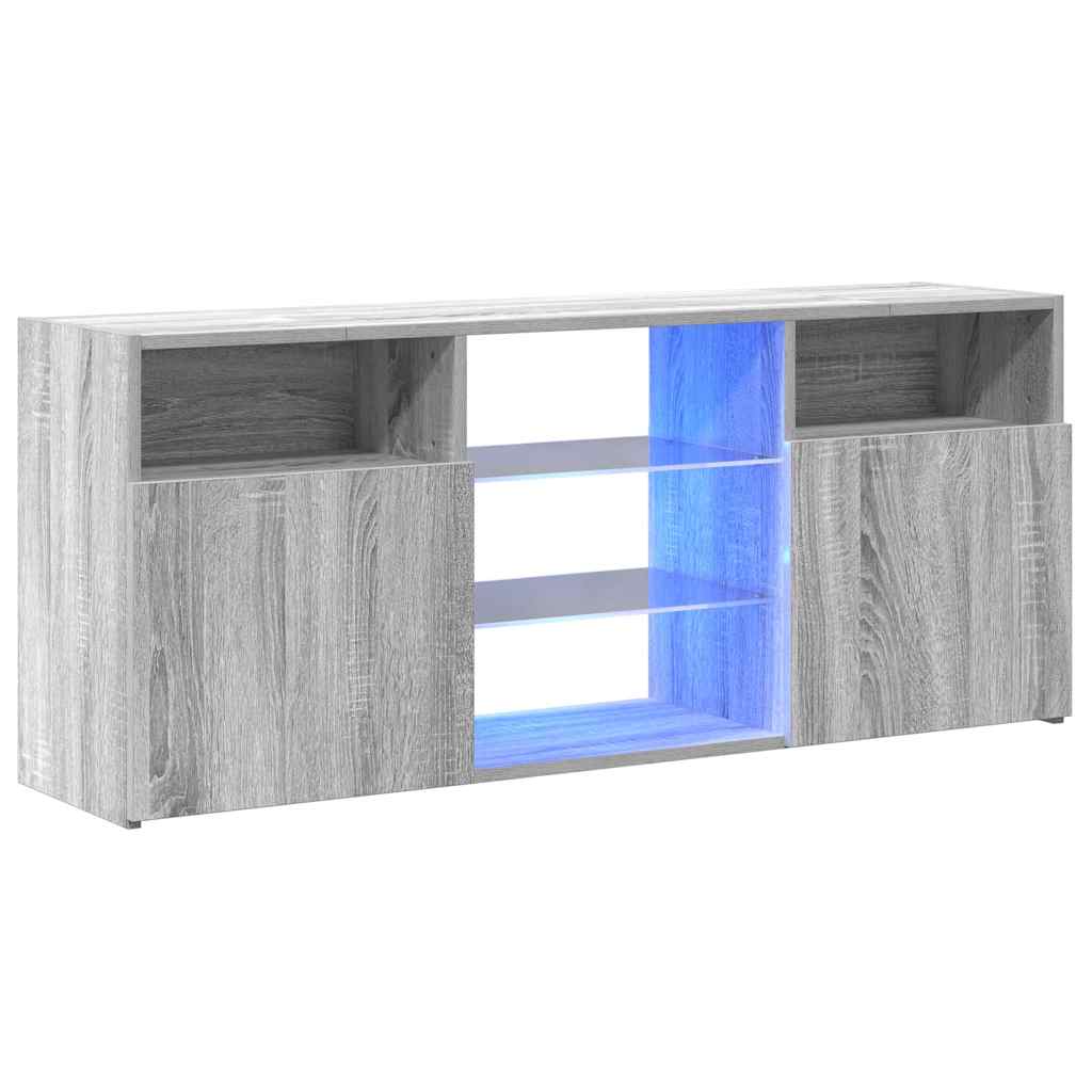 vidaXL Szafka TV z oświetleniem LED, szary dąb sonoma, 120x30x50 cm