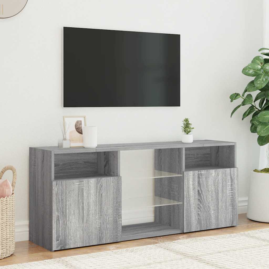 vidaXL Szafka TV z oświetleniem LED, szary dąb sonoma, 120x30x50 cm