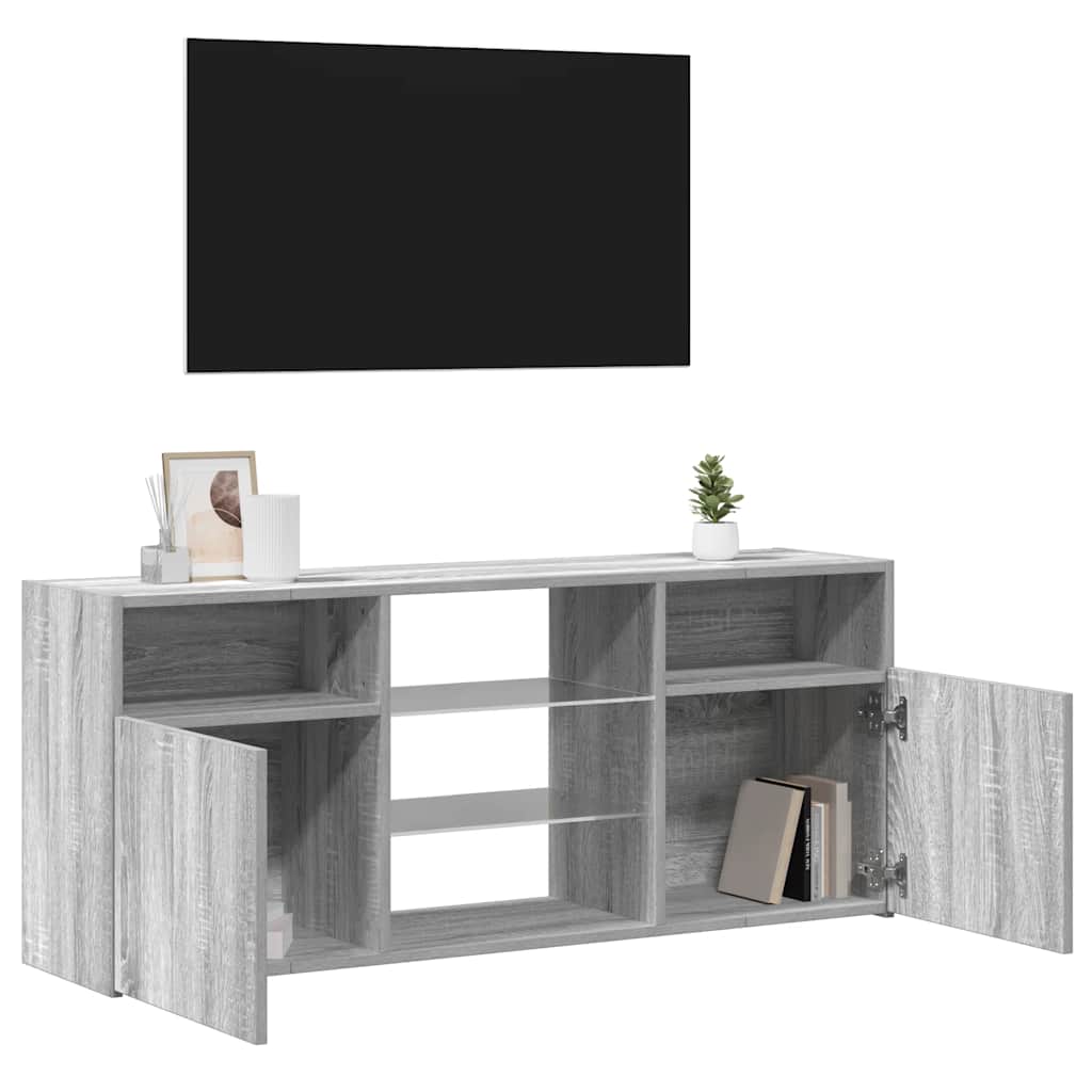 vidaXL Szafka TV z oświetleniem LED, szary dąb sonoma, 120x30x50 cm