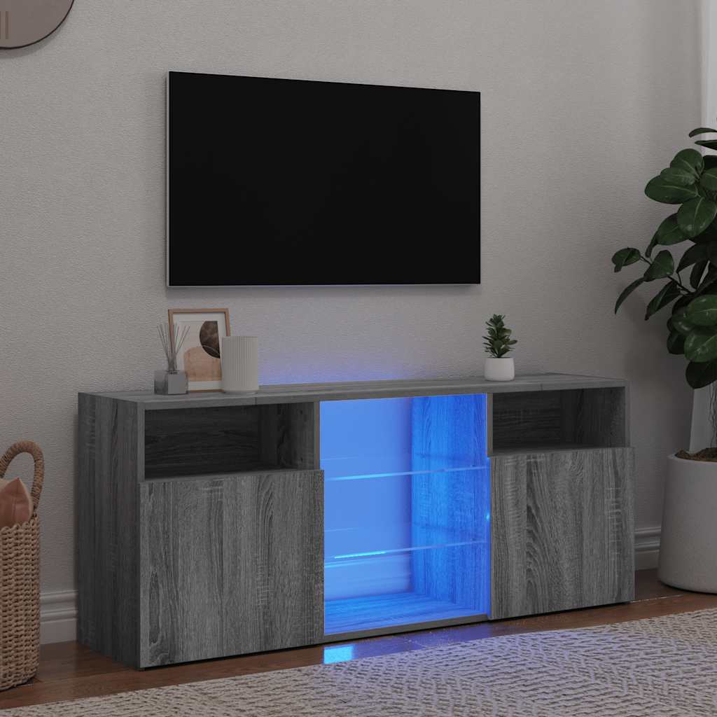 vidaXL Szafka TV z oświetleniem LED, szary dąb sonoma, 120x30x50 cm