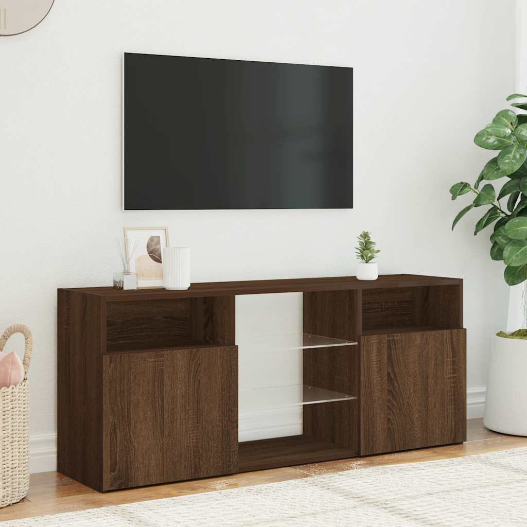 vidaXL Szafka TV z oświetleniem LED, brązowy dąb, 120x30x50 cm