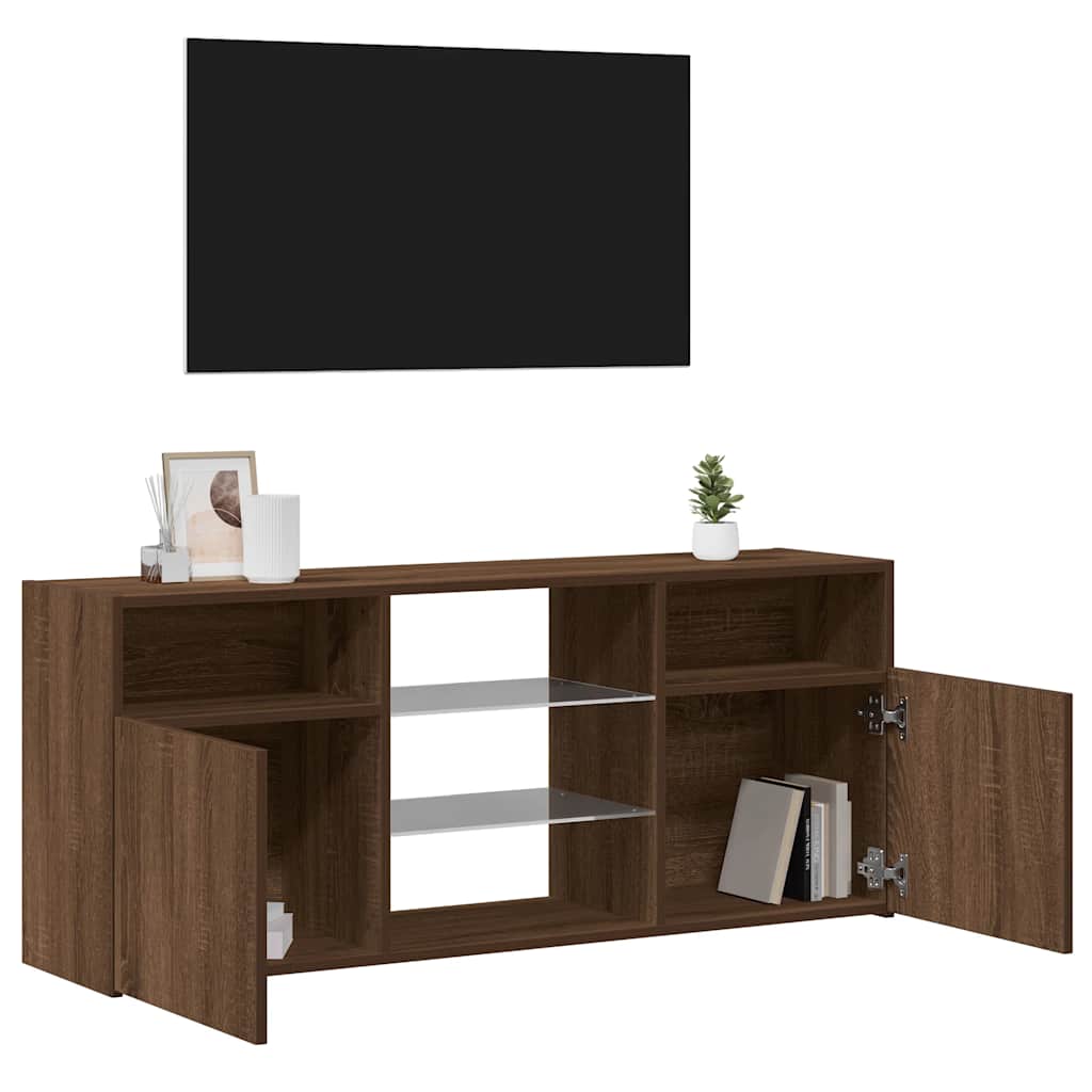 vidaXL Szafka TV z oświetleniem LED, brązowy dąb, 120x30x50 cm