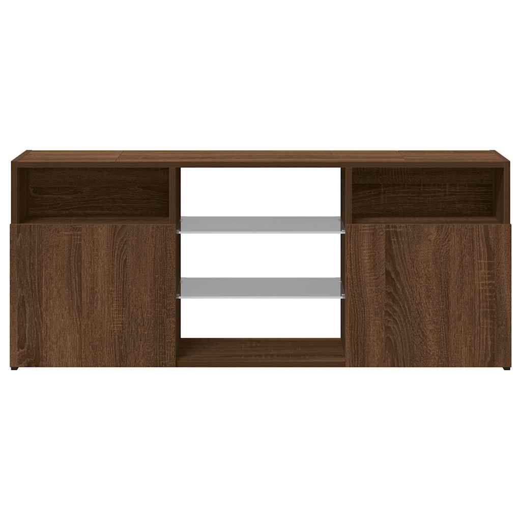 vidaXL Szafka TV z oświetleniem LED, brązowy dąb, 120x30x50 cm