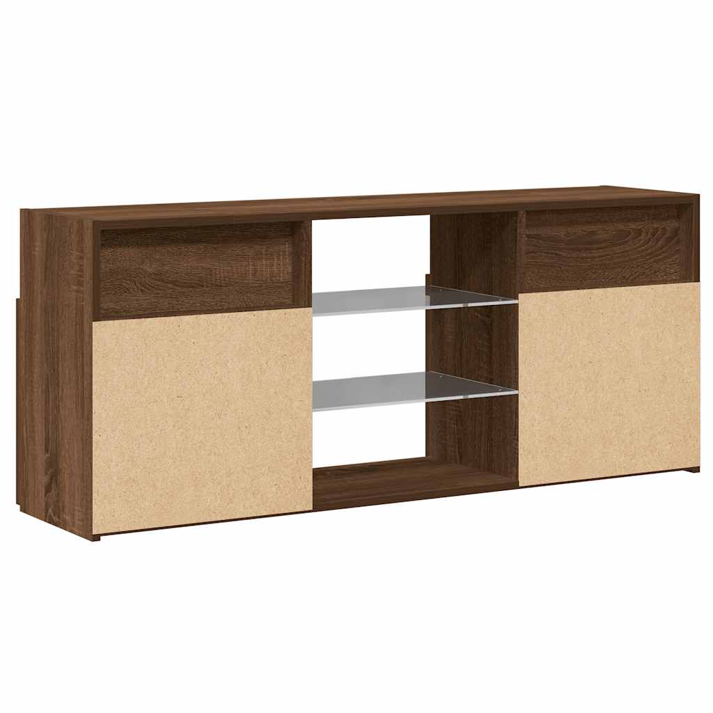 vidaXL Szafka TV z oświetleniem LED, brązowy dąb, 120x30x50 cm