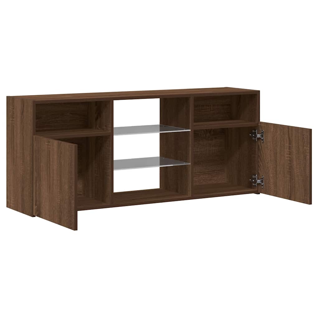 vidaXL Szafka TV z oświetleniem LED, brązowy dąb, 120x30x50 cm
