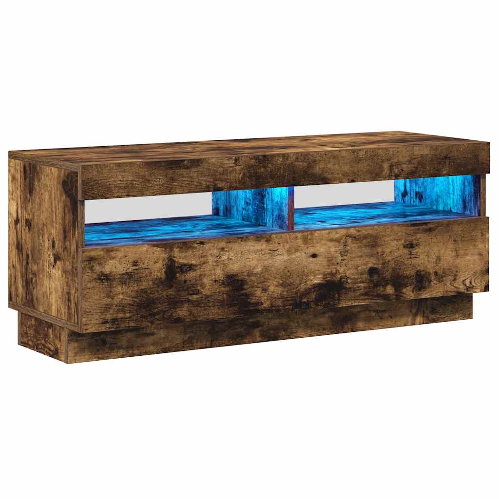 vidaXL Szafka pod TV z oświetleniem LED, przydymiony dąb, 100x35x40 cm