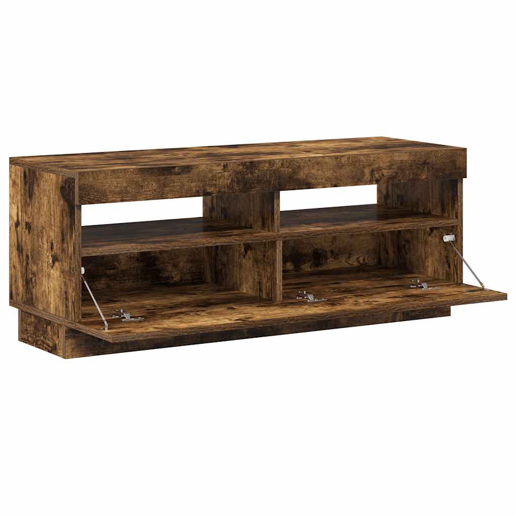 vidaXL Szafka pod TV z oświetleniem LED, przydymiony dąb, 100x35x40 cm