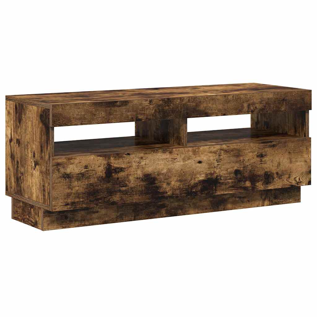 vidaXL Szafka pod TV z oświetleniem LED, przydymiony dąb, 100x35x40 cm