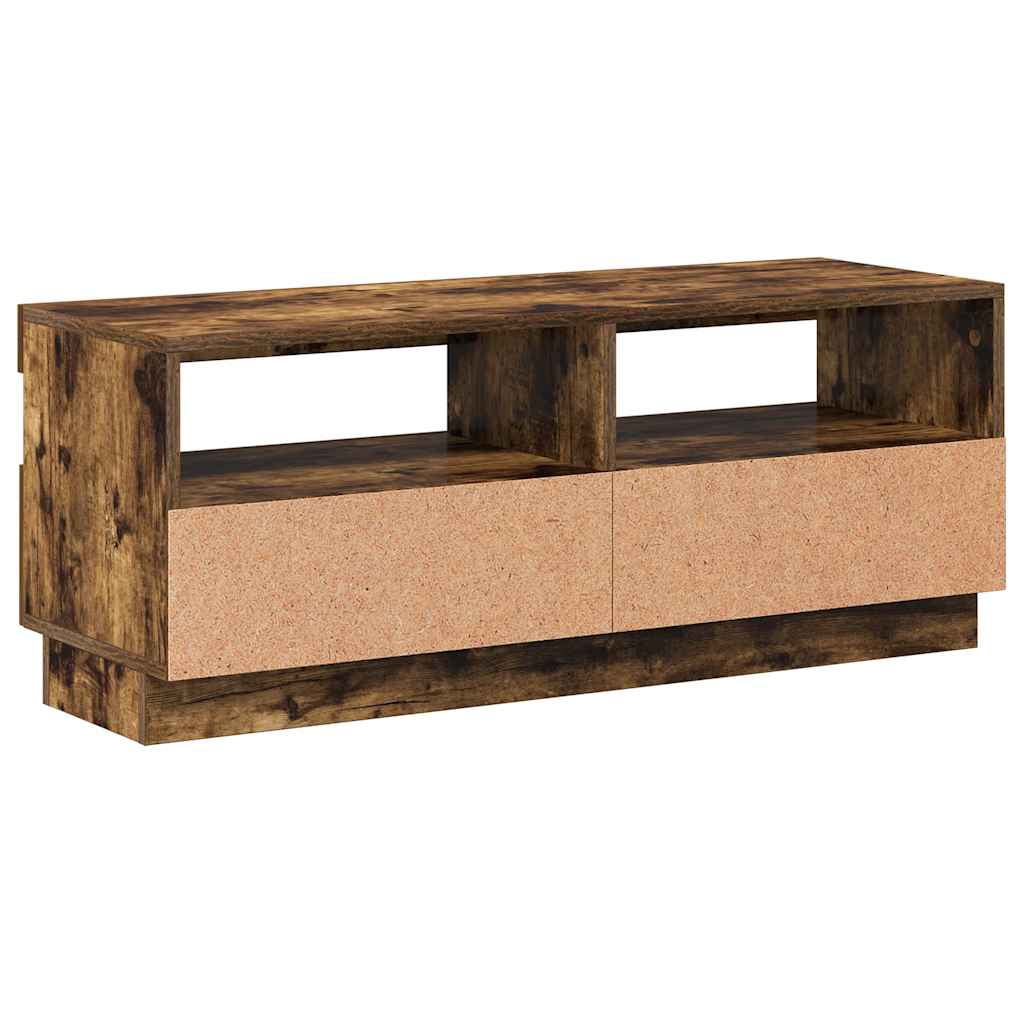 vidaXL Szafka pod TV z oświetleniem LED, przydymiony dąb, 100x35x40 cm