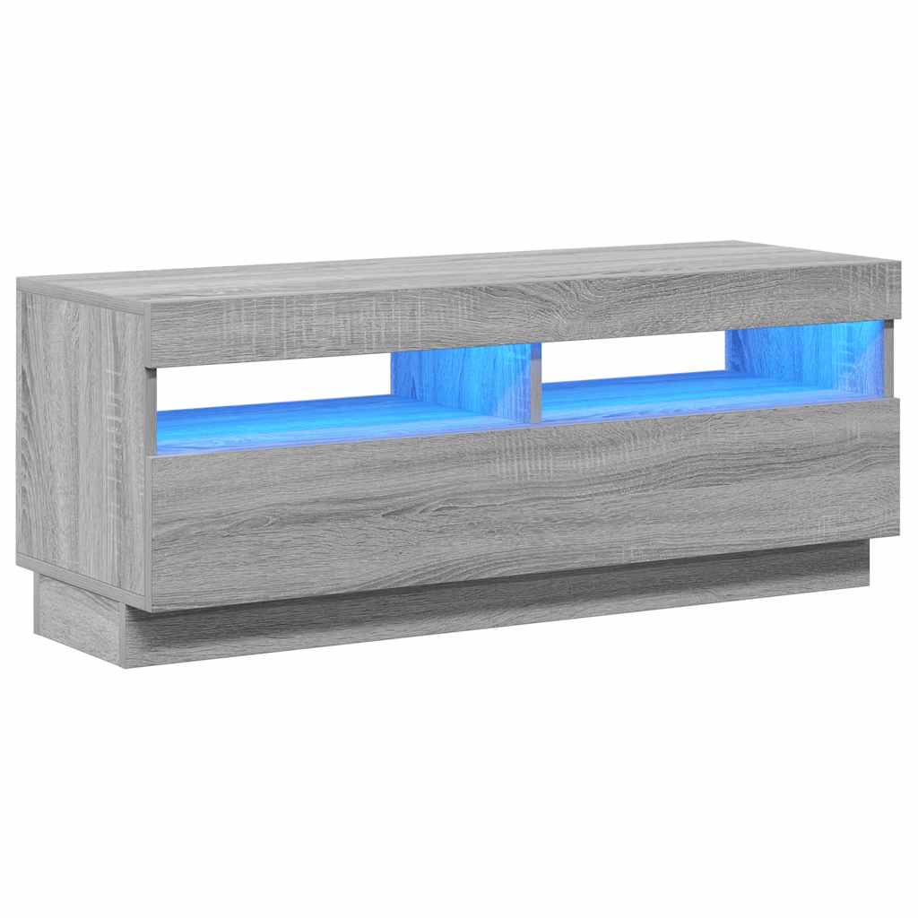 vidaXL Szafka pod TV z oświetleniem LED szary dąb sonoma, 100x35x40 cm