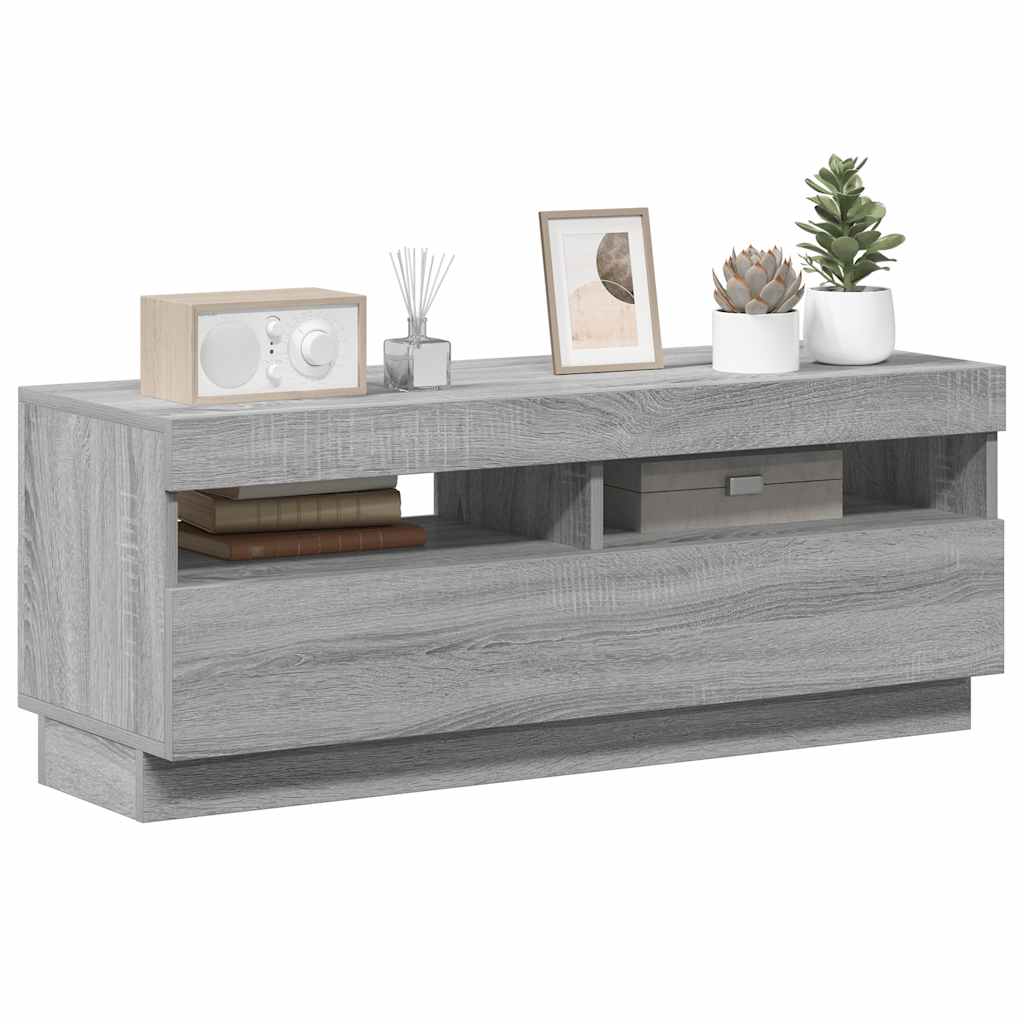 vidaXL Szafka pod TV z oświetleniem LED szary dąb sonoma, 100x35x40 cm