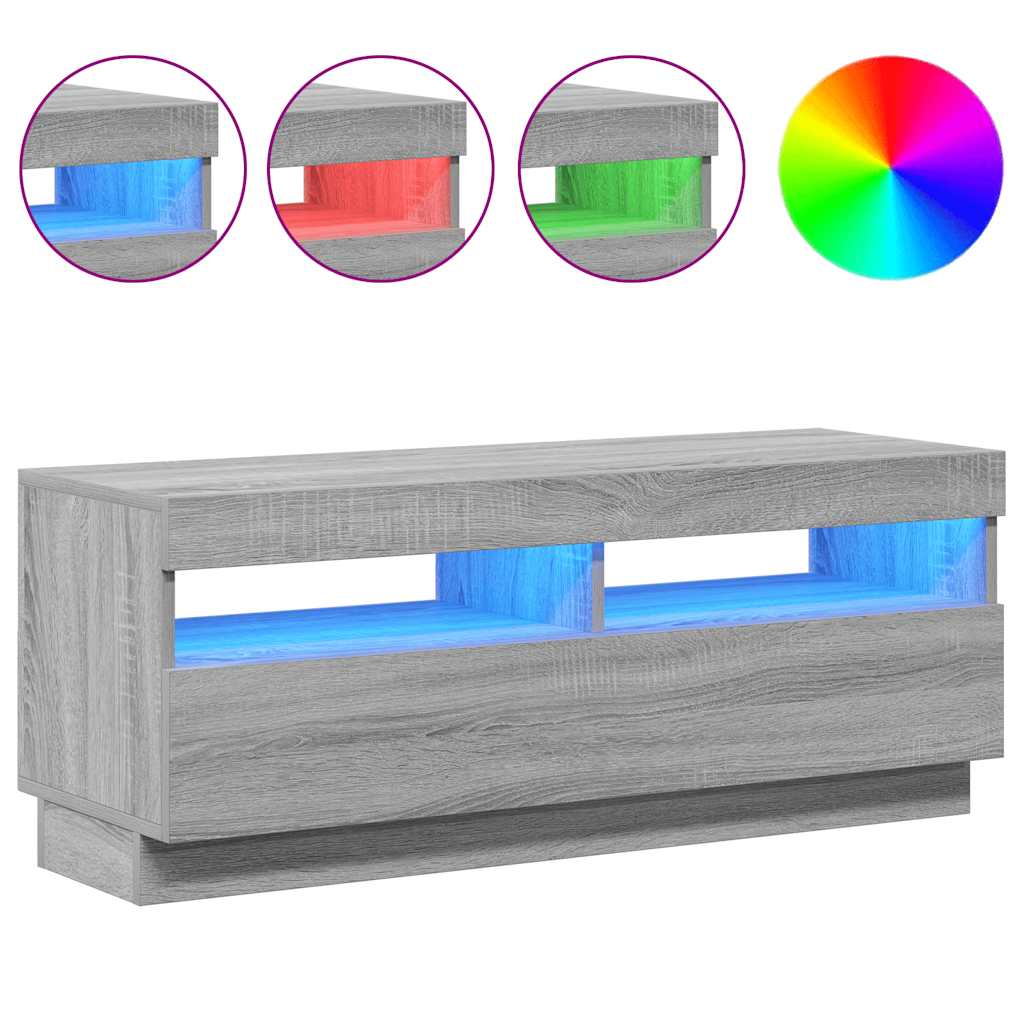 vidaXL Szafka pod TV z oświetleniem LED szary dąb sonoma, 100x35x40 cm