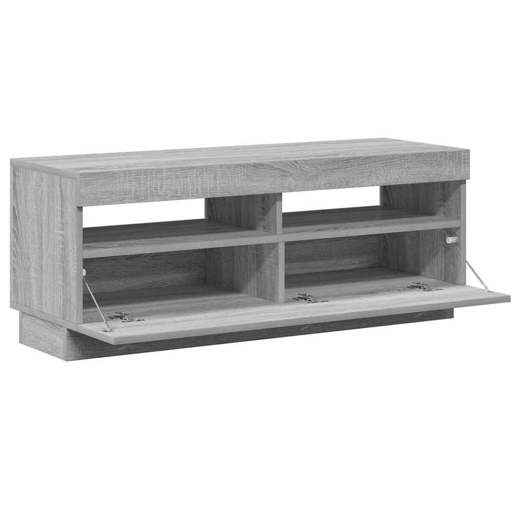 vidaXL Szafka pod TV z oświetleniem LED szary dąb sonoma, 100x35x40 cm