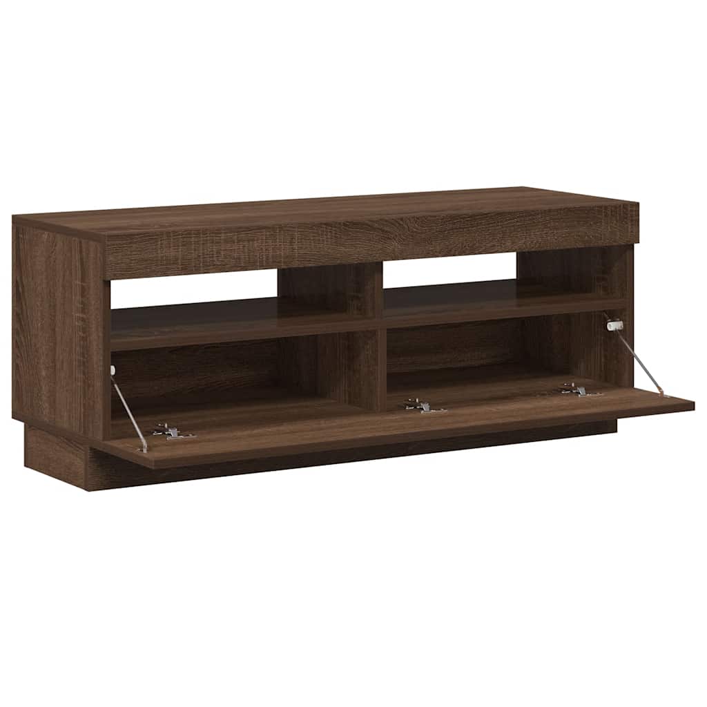vidaXL Szafka pod TV z oświetleniem LED, brązowy dąb, 100x35x40 cm