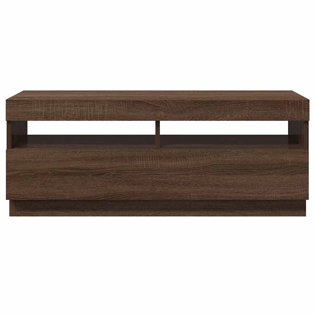 vidaXL Szafka pod TV z oświetleniem LED, brązowy dąb, 100x35x40 cm