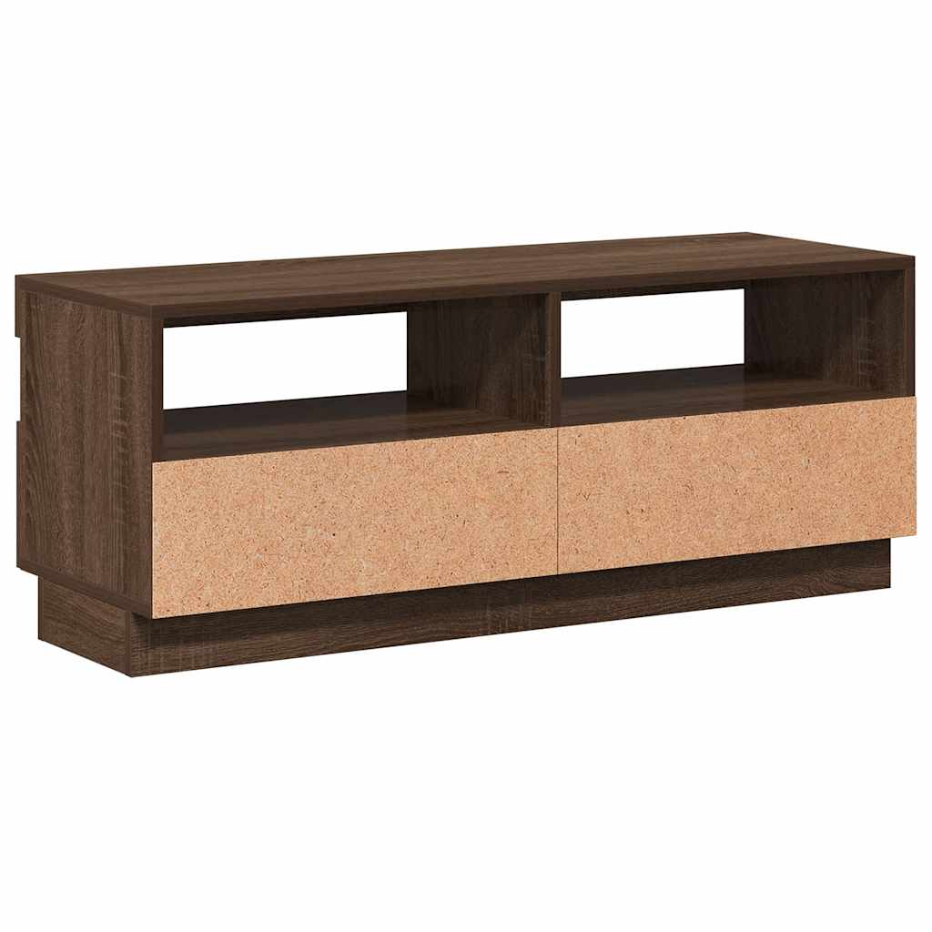 vidaXL Szafka pod TV z oświetleniem LED, brązowy dąb, 100x35x40 cm