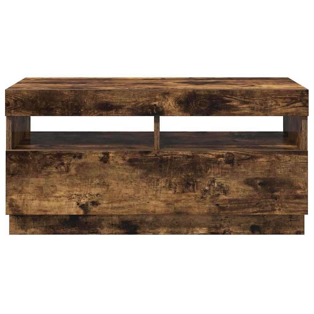 vidaXL Szafka pod TV z oświetleniem LED, przydymiony dąb, 80x35x40 cm