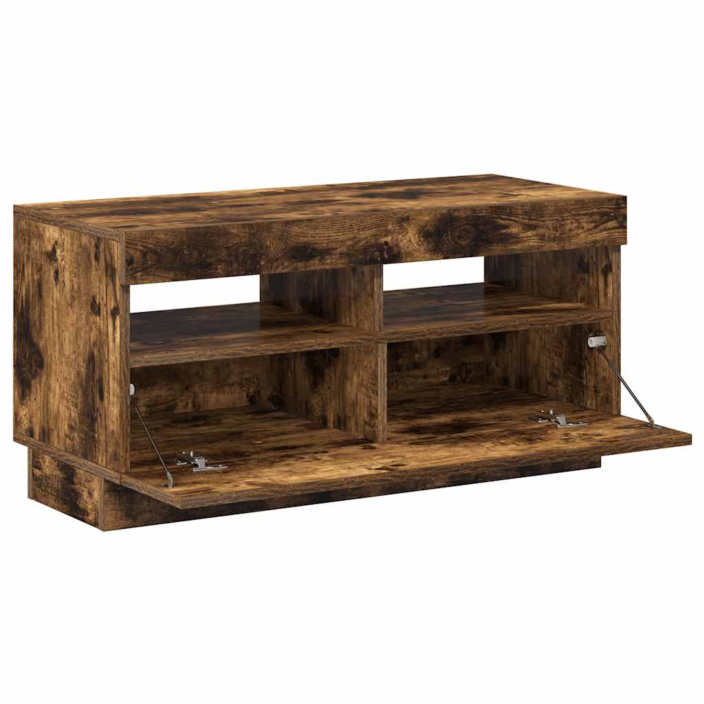 vidaXL Szafka pod TV z oświetleniem LED, przydymiony dąb, 80x35x40 cm