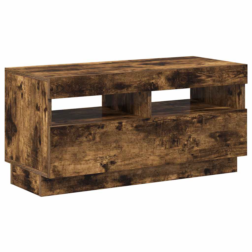 vidaXL Szafka pod TV z oświetleniem LED, przydymiony dąb, 80x35x40 cm