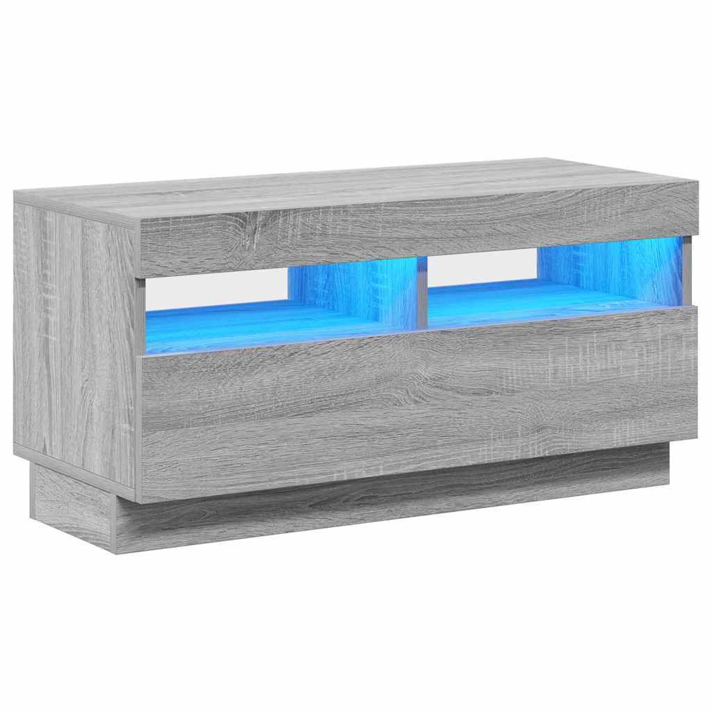 vidaXL Szafka pod TV z oświetleniem LED, szary dąb sonoma, 80x35x40 cm