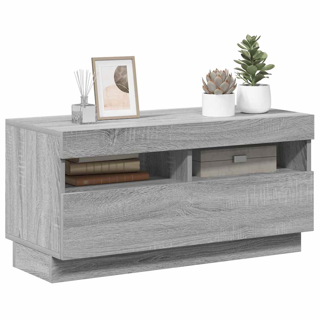 vidaXL Szafka pod TV z oświetleniem LED, szary dąb sonoma, 80x35x40 cm