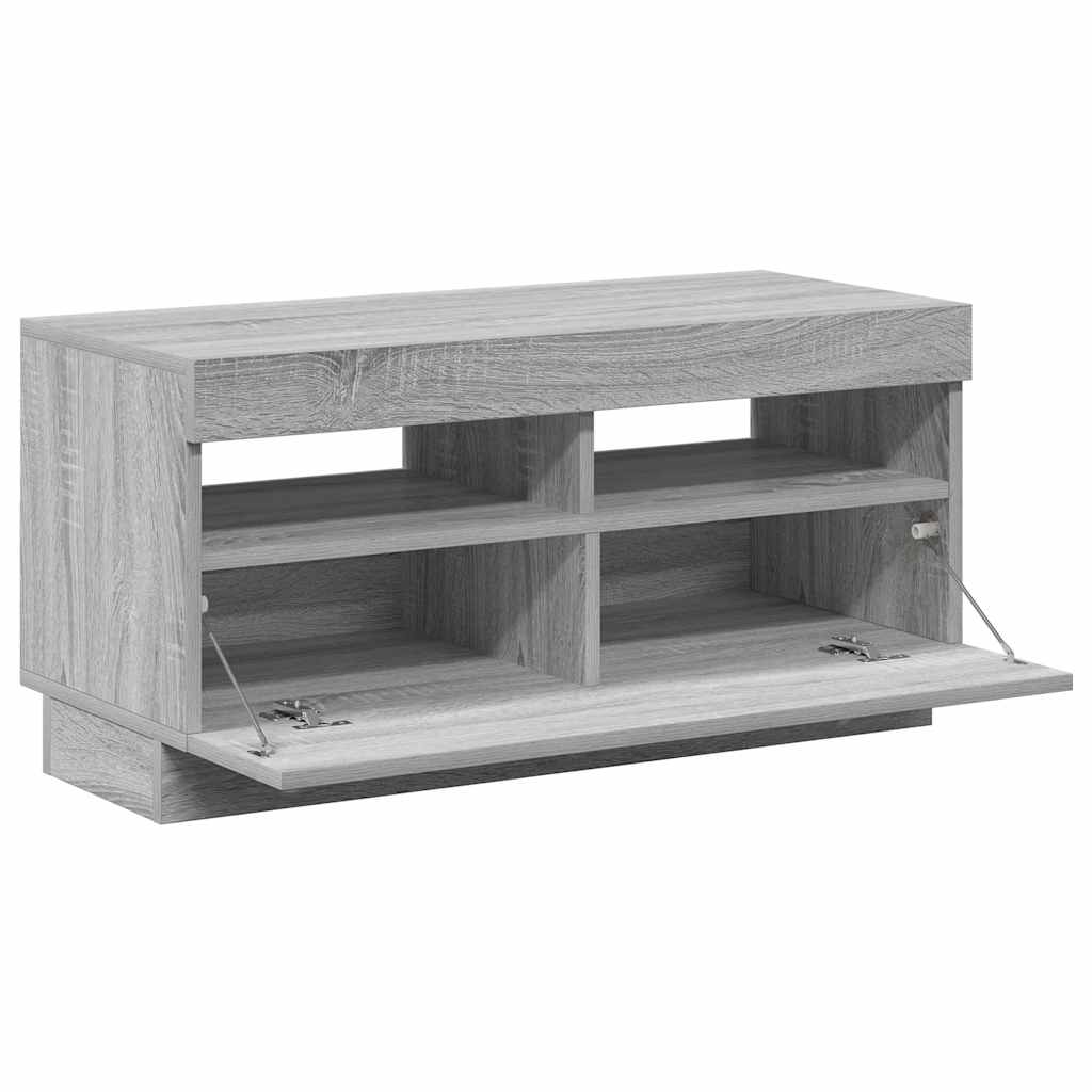 vidaXL Szafka pod TV z oświetleniem LED, szary dąb sonoma, 80x35x40 cm