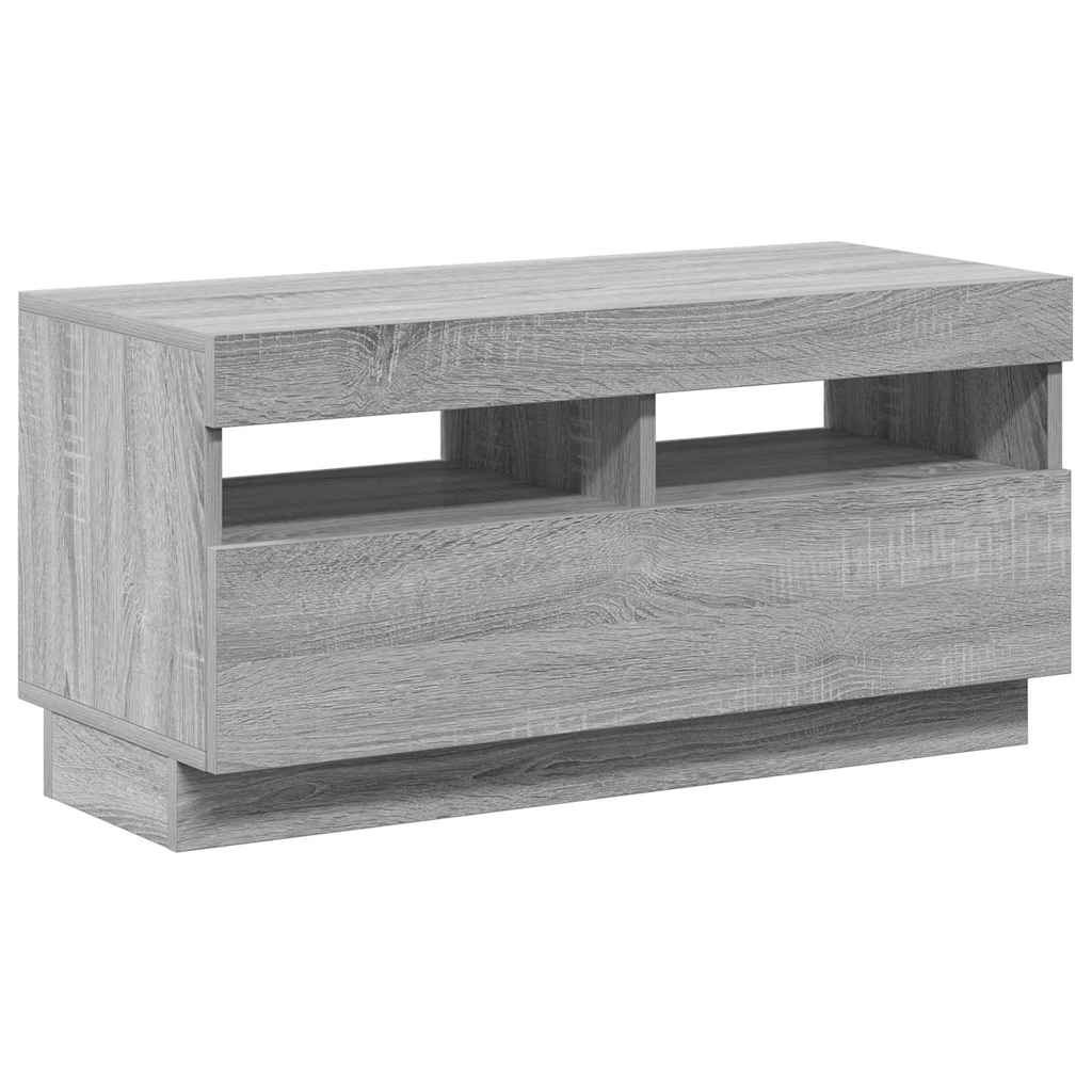 vidaXL Szafka pod TV z oświetleniem LED, szary dąb sonoma, 80x35x40 cm