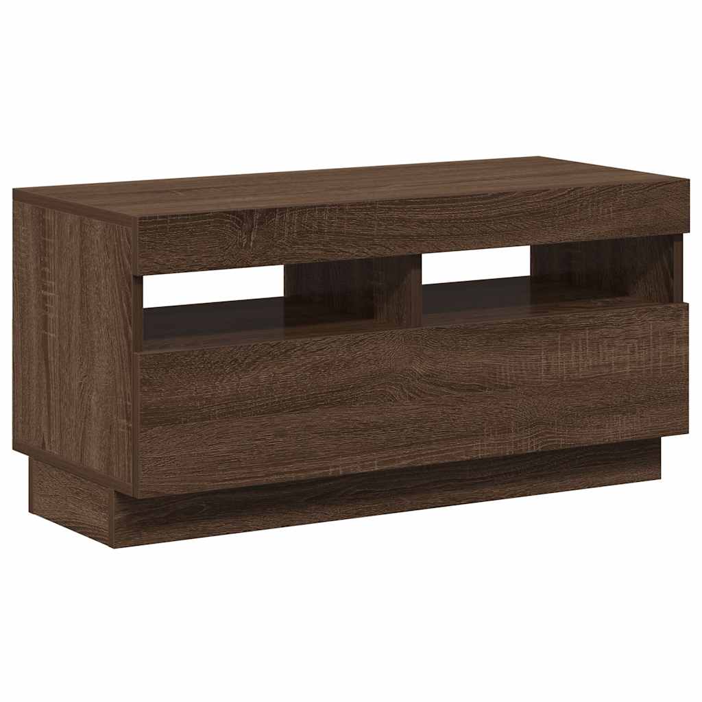 vidaXL Szafka pod TV z oświetleniem LED, brązowy dąb, 80x35x40 cm