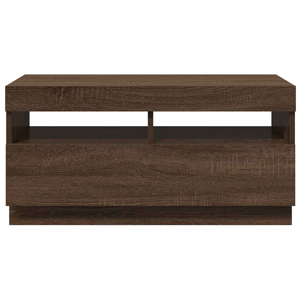 vidaXL Szafka pod TV z oświetleniem LED, brązowy dąb, 80x35x40 cm