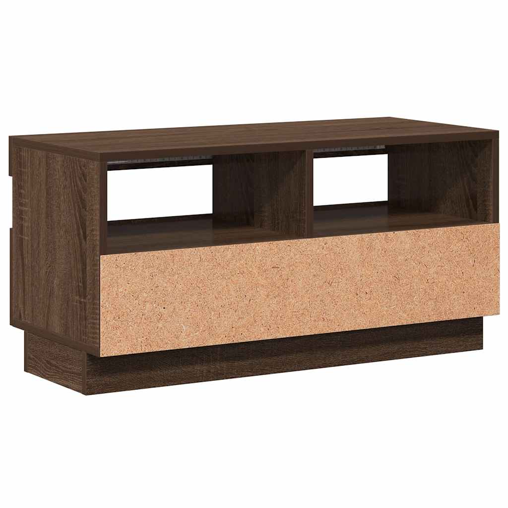 vidaXL Szafka pod TV z oświetleniem LED, brązowy dąb, 80x35x40 cm