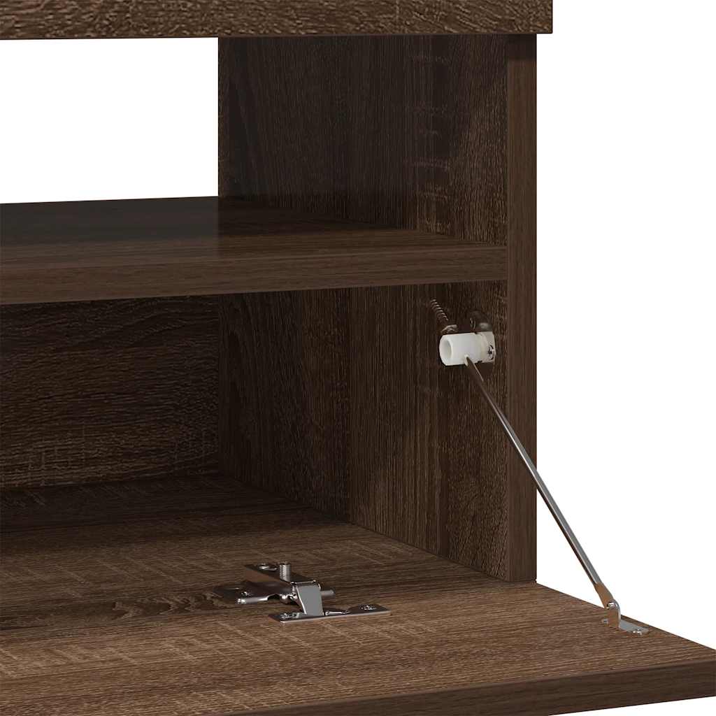 vidaXL Szafka pod TV z oświetleniem LED, brązowy dąb, 80x35x40 cm