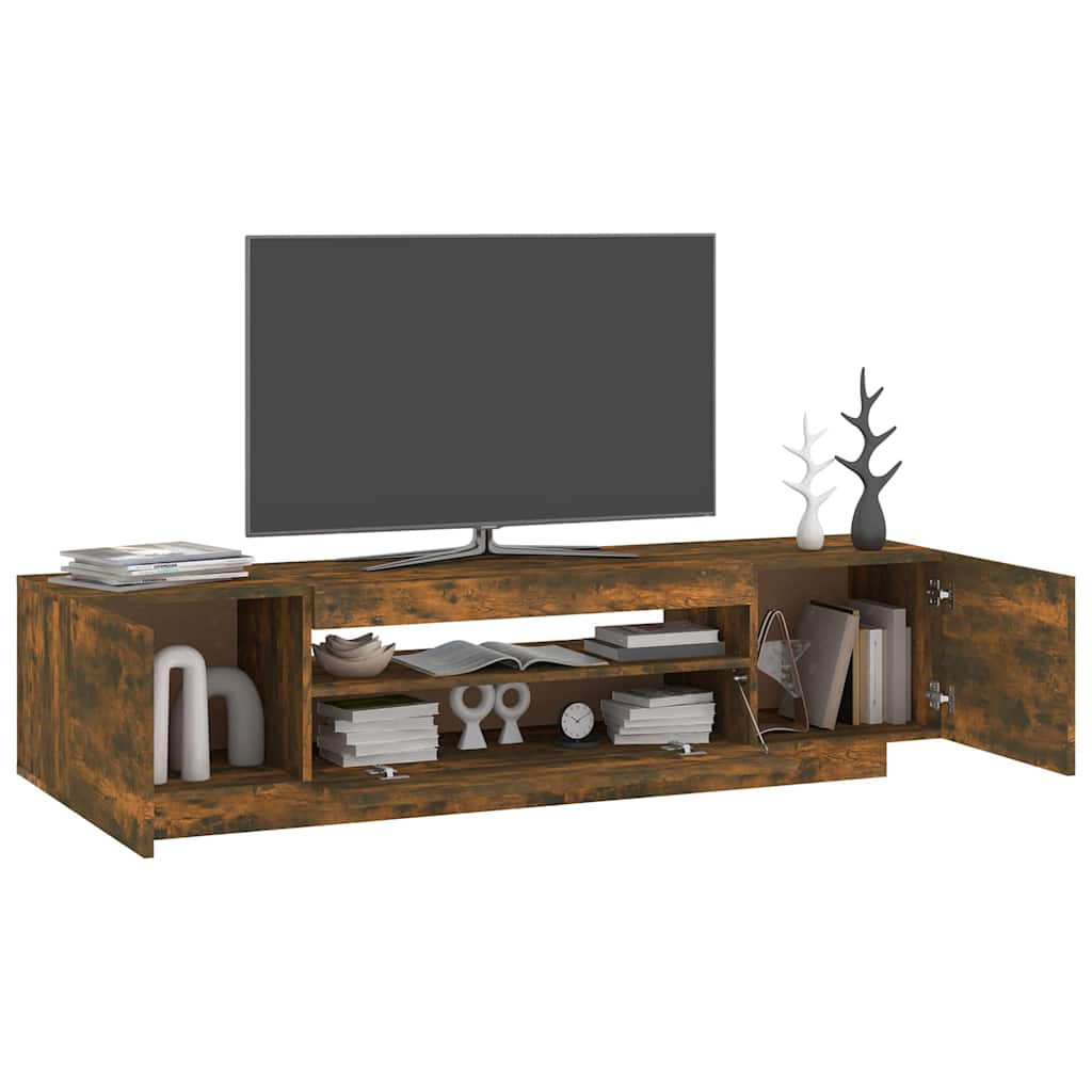 vidaXL Szafka pod TV z oświetleniem LED, przydymiony dąb, 160x35x40 cm